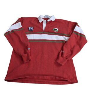 Barbarian Rugby Wear Wales Long Sleeve Striped Red Polo Athletic XXL